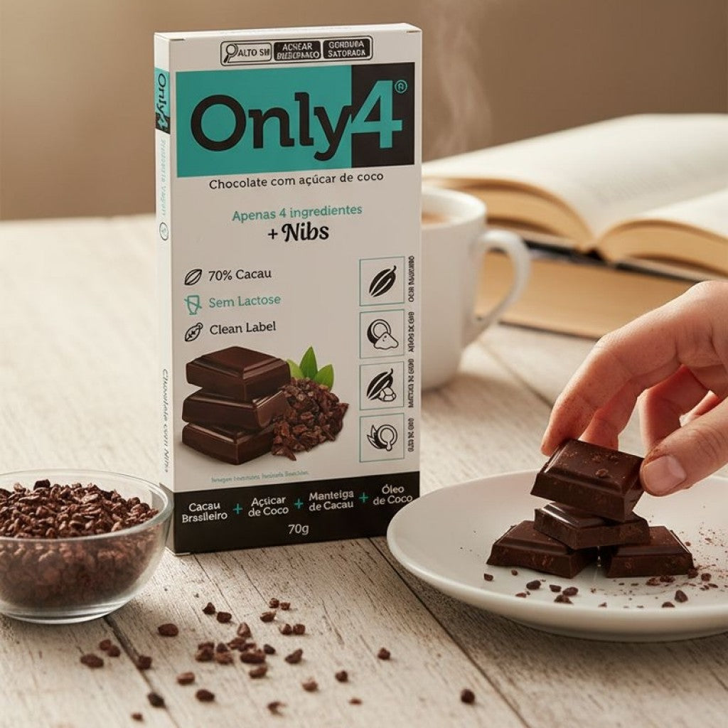 Chocolate 70% Cacau Nibs 80g Only4