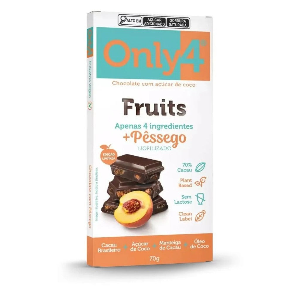 Chocolate 70% Cacau Pêssego 70g Only4