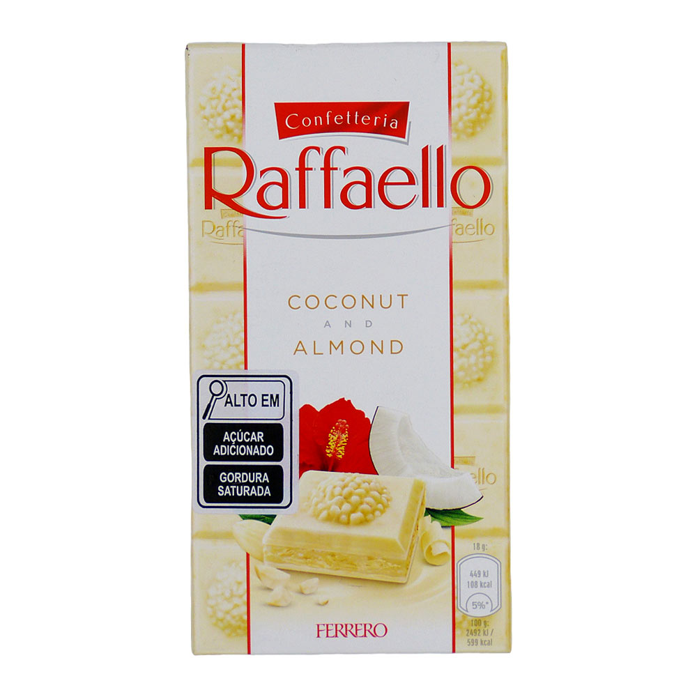 Chocolate Branco Raffaello com Creme de Coco e Amêndoas 90g
