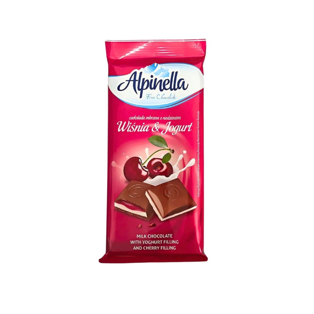 Chocolate ao Leite com Recheio de Cereja e Iogurte 100g Alpinella Validade: 30/05/2026