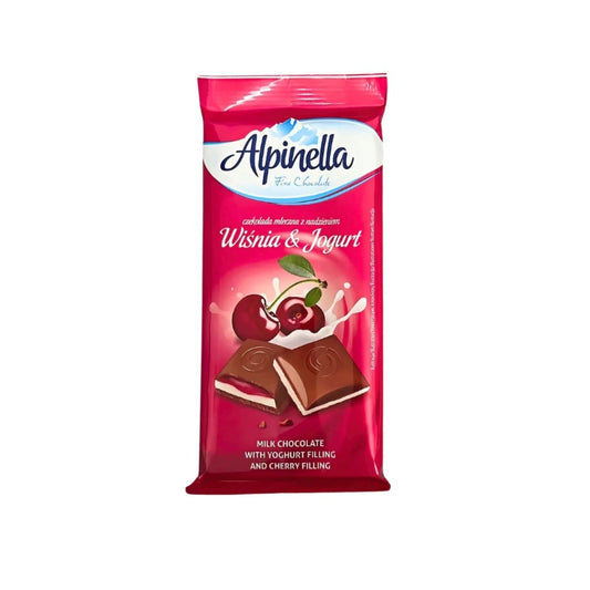 Chocolate ao Leite com Recheio de Cereja e Iogurte 100g Alpinella Validade: 30/05/2026