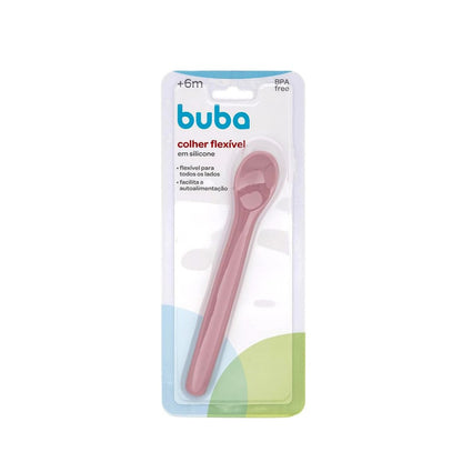 Colher Flexível em Silicone Rosa Buba