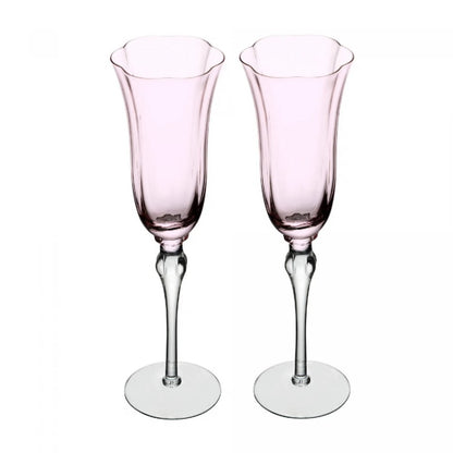 Conjunto 2 Taças Champanhe Rosa e Cinza Vidro 200ml Wolff