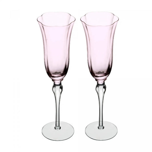 Conjunto 2 Taças Champanhe Rosa e Cinza Vidro 200ml Wolff