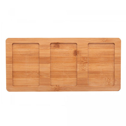 Conjunto 3 Petisqueiras com Bandeja em Bambu 31x14,5x3,5cm Lyor