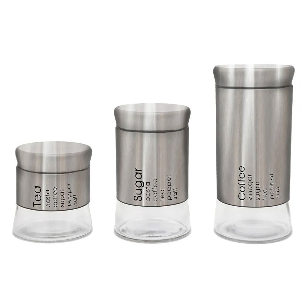 Conjunto de 3 Potes Will Inox e Vidro Dolce Home