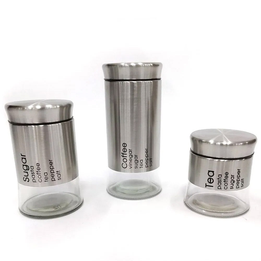 Conjunto de 3 Potes Will Inox e Vidro Dolce Home