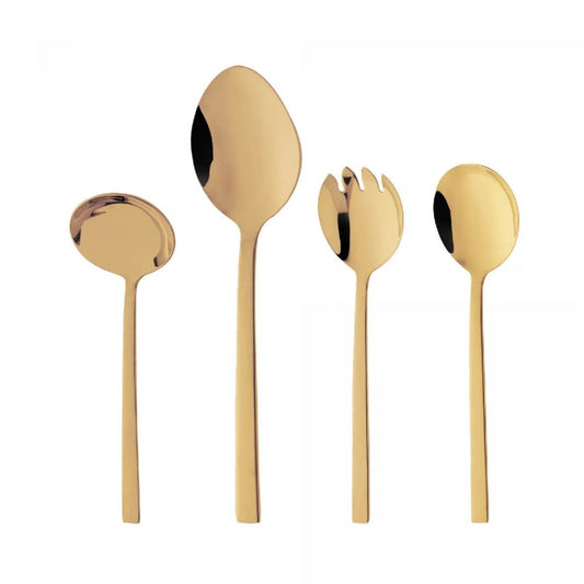 Conjunto 4 Peças Berna para Servir Aço Inox Dourado Wolff