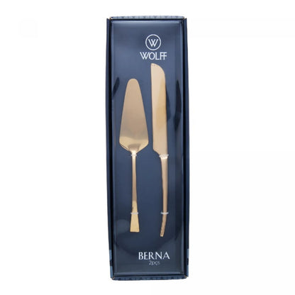 Conjunto Bolo Berna Dourado Aço Inox 2 Peças Wolff