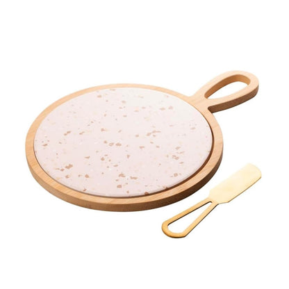 Conjunto com 3 Peças para Queijo com Bandeja Redondo 20x28x1,5cm Lyor