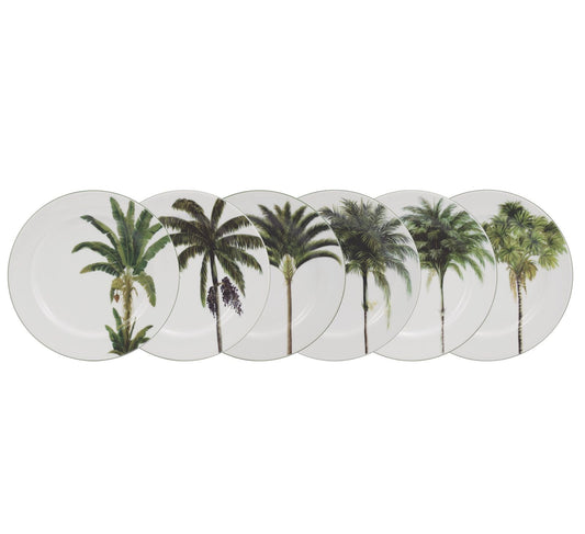 Conjunto de 6 Pratos de Sobremesa de Porcelana Palmeira 27cm Schmidt