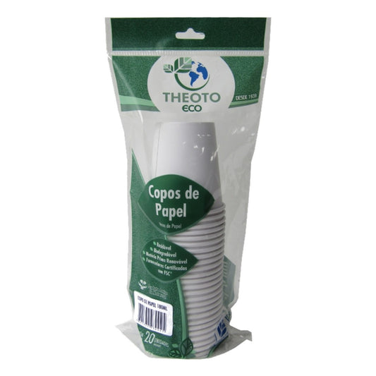 Copos de Papel com 20 Unidades 180ml Theoto