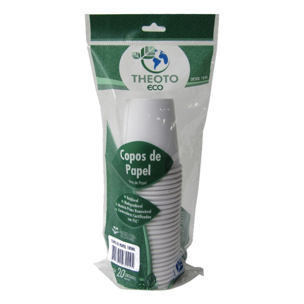 Copos de Papel com 20 Unidades 180ml Theoto