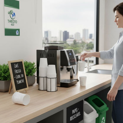 Copos de Papel Theoto 100ml 25 Unidades Descartáveis para Bebidas Quentes e Frias