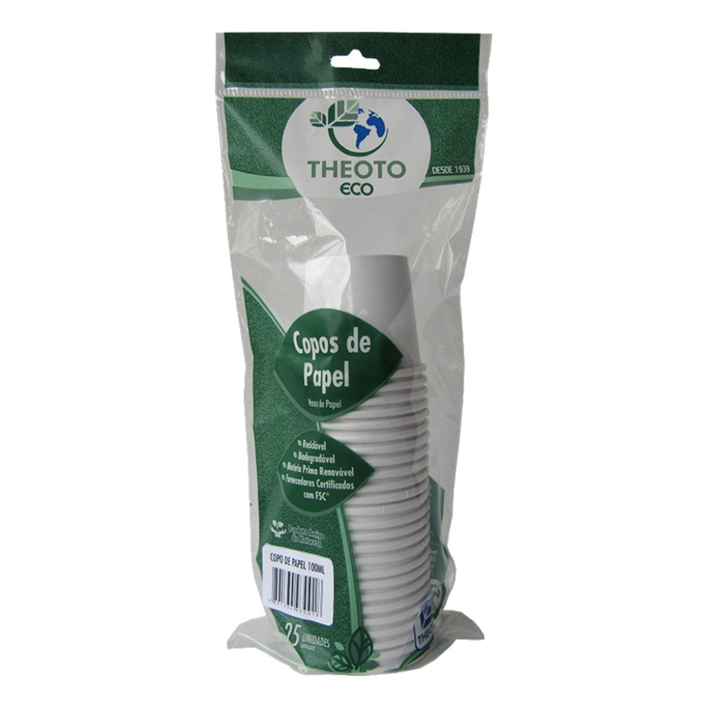 Copos de Papel com 25 Unidades 100ml Theoto