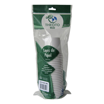 Copos de Papel Theoto 100ml 25 Unidades Descartáveis para Bebidas Quentes e Frias