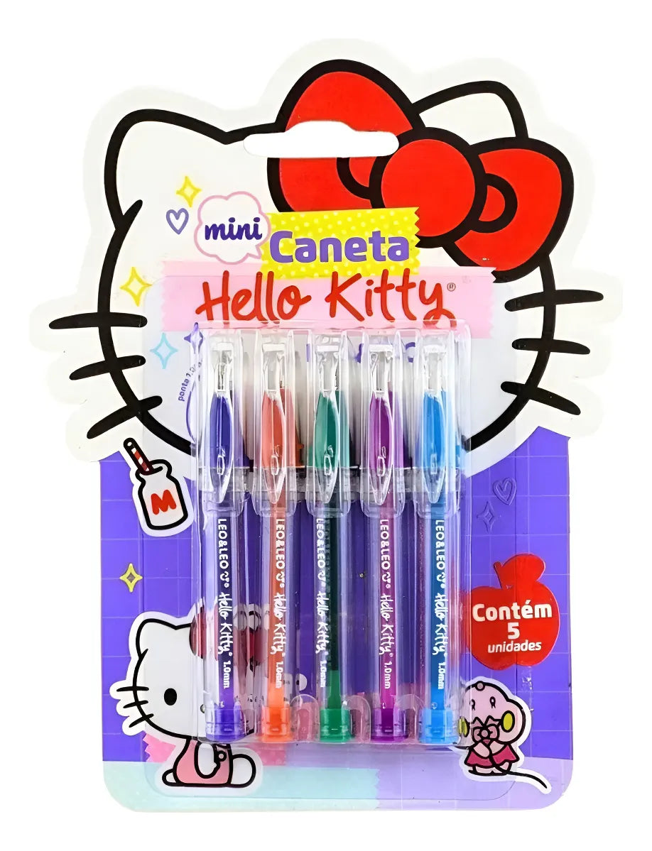 Mini Caneta com 5 Unidades Hello Kitty Leo&Leo