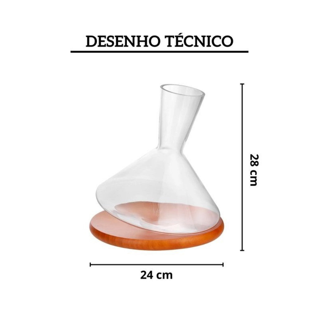 Decanter em Cristal Ecológico Base de Madeira 2,3L Fracalanza