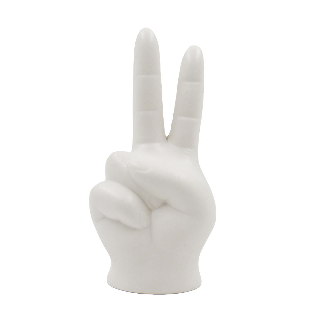 Enfeite Paz e Amor de Porcelana Branco 6,5x13cm