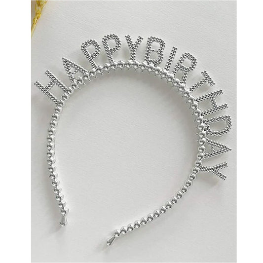 Enfeite Plastico Tiara Happy Birthday Prata Unitario Art Lille