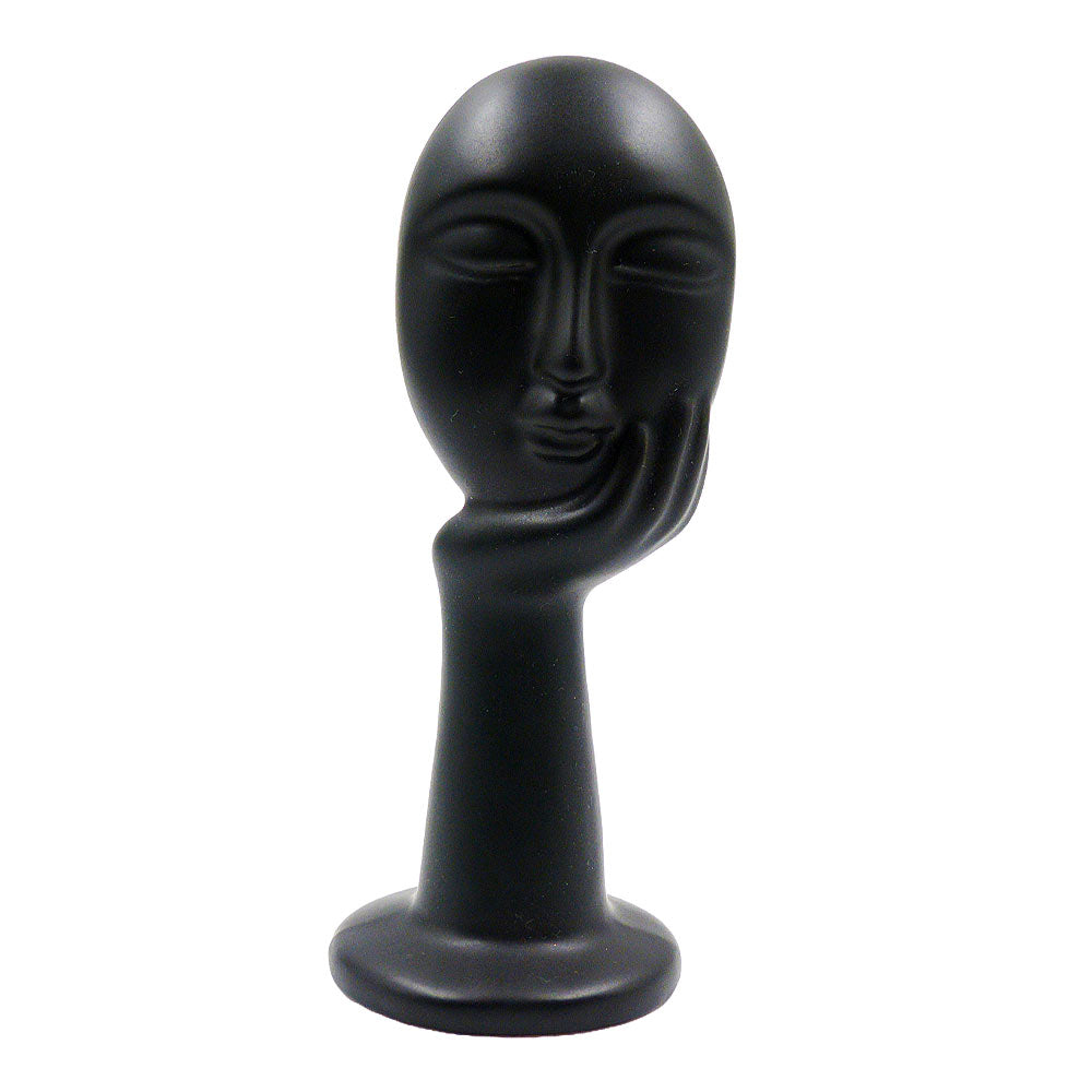 Enfeite de Cerâmica Mão no Rosto Preto 6x16cm