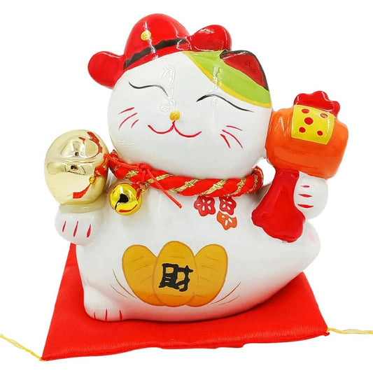 Enfeite de Porcelana Gato da Sorte 10cm Sortido Tenda