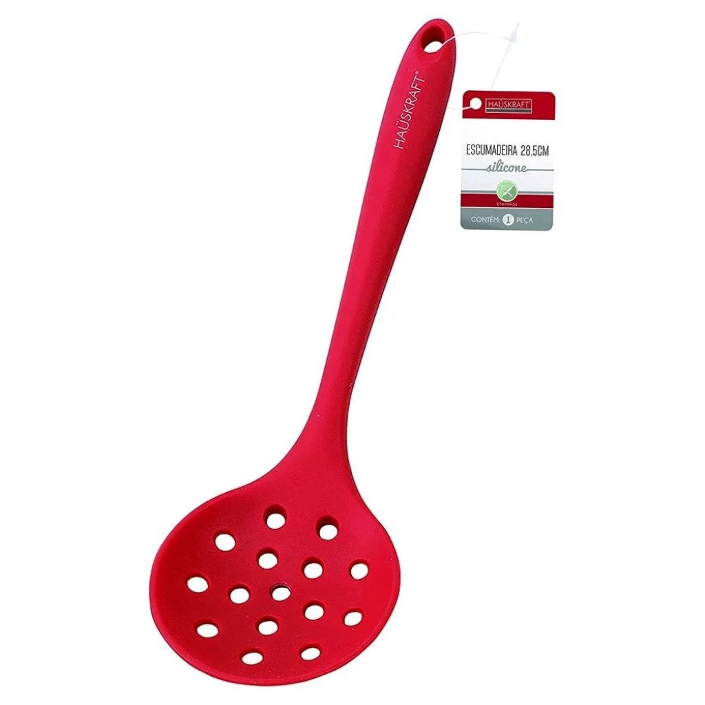 Escumadeira de Silicone Vermelha 28,5cm