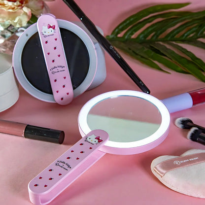 Espelho de Maquiagem com LED Hello Kitty Lumi Reflect Klass Vough Rosa Portátil