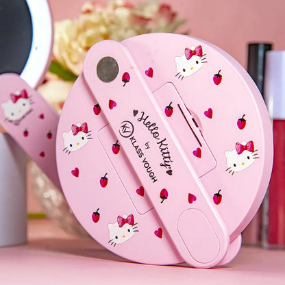 Espelho de Maquiagem com LED Hello Kitty Lumi Reflect Klass Vough Rosa Portátil
