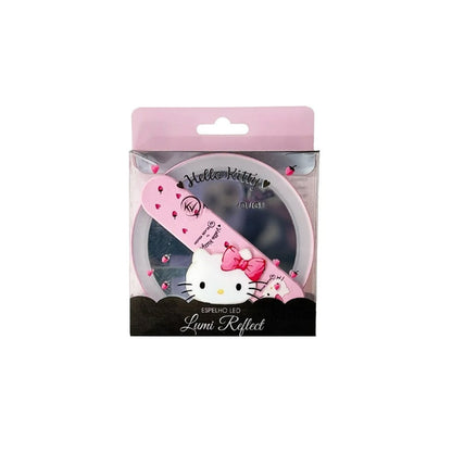 Espelho de Maquiagem com LED Hello Kitty Lumi Reflect Klass Vough Rosa Portátil