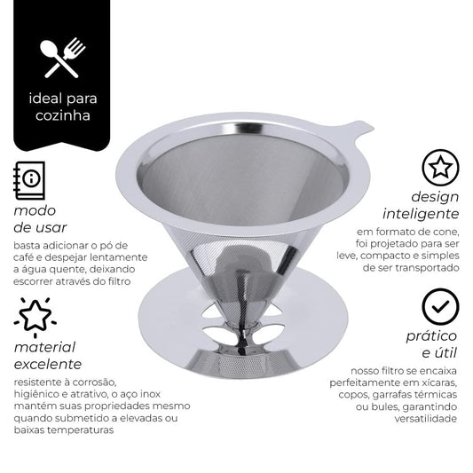 Filtro Inox para Cafe Reutilizavel 13,5x11,5x8cm