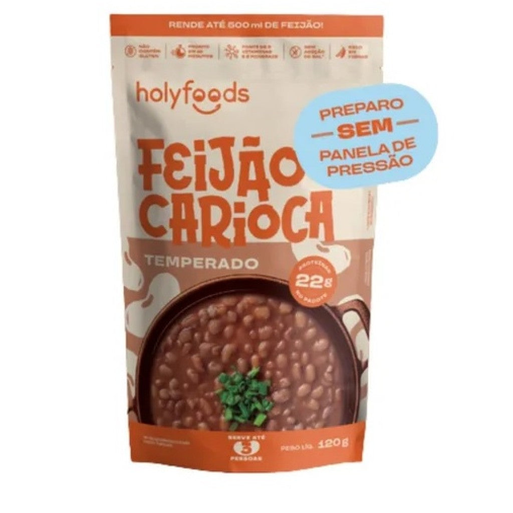 Feijão Carioca Temperado 120g Holyfoods