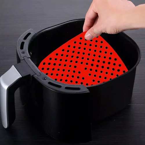 Forro Silicone para Air Fryer Quadrada Vermelho 19cm Mimo Style