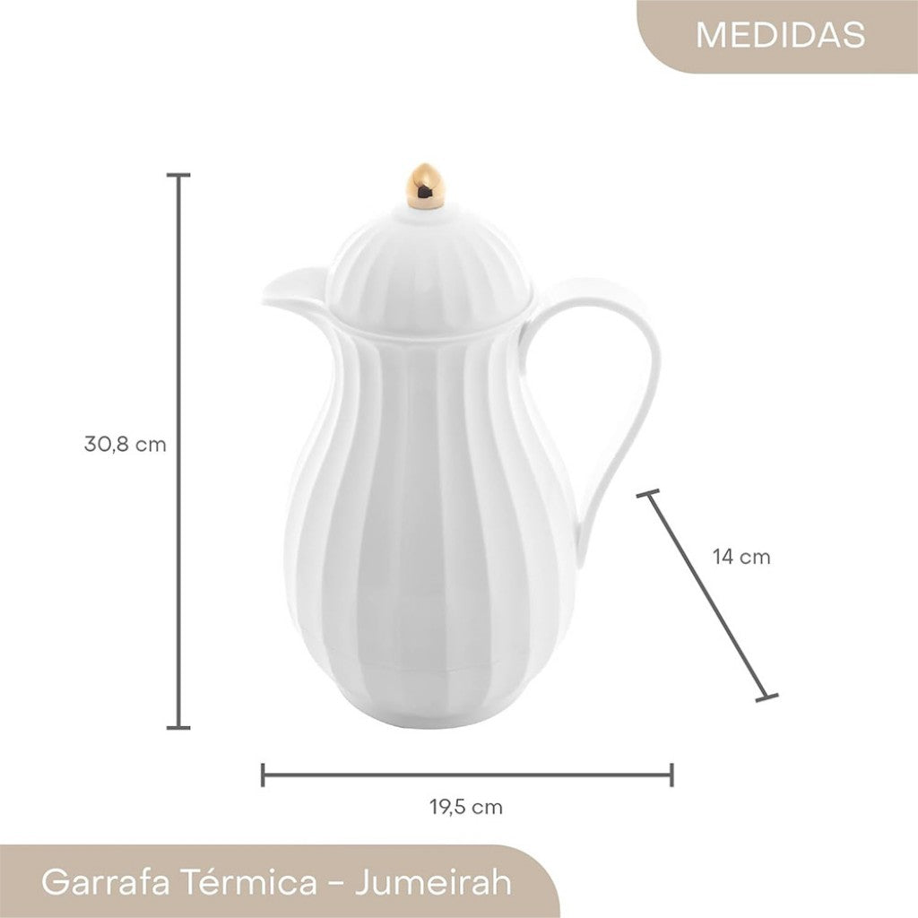 Garrafa Termica De Plastico Jumeirah Branca 1l Lyor