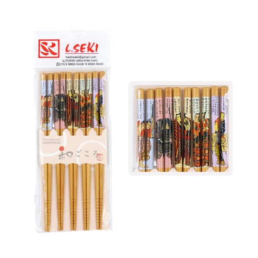 Hashi Lunto Samurai L.Seki 5 Pares Reutilizável Culinária Oriental