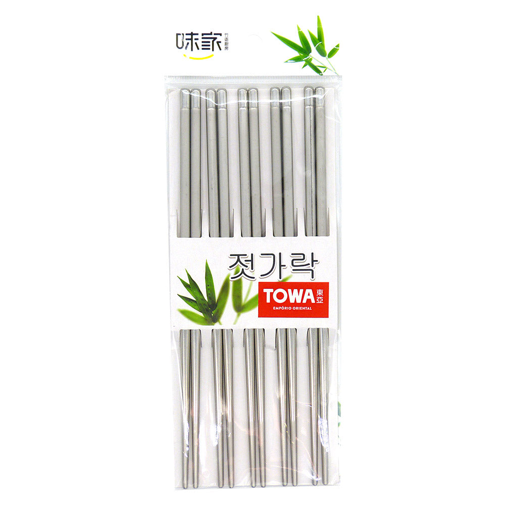 Conjunto com 5 Pares de Hashi de Aço Inoxidável Polido 22,5cm Towa