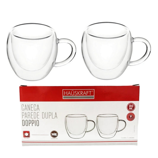 Jogo com 2 Xícaras Parede Dupla Doppio 800ml