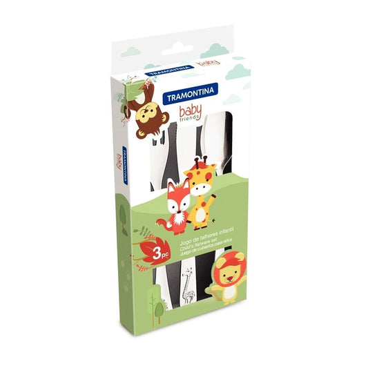 JOGO DE TALHERES INFANTIL BABY FRIENDS INOX 3PCS TRAMONTINA