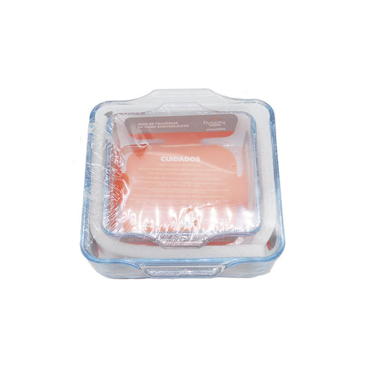 Jogo com 2 Travessas Quadradas em Vidro Borossilicato e Alça Dynasty