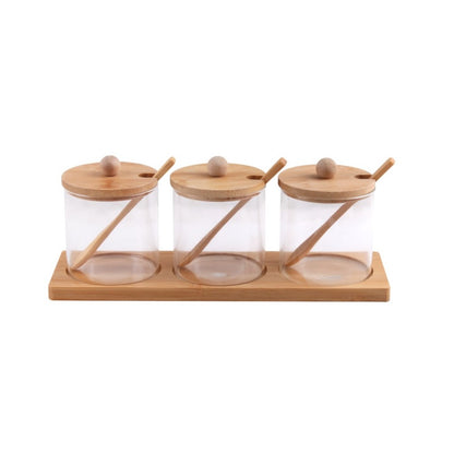 Jogo com 3 Porta Condimentos 350ml Com Base Liége 7pcs