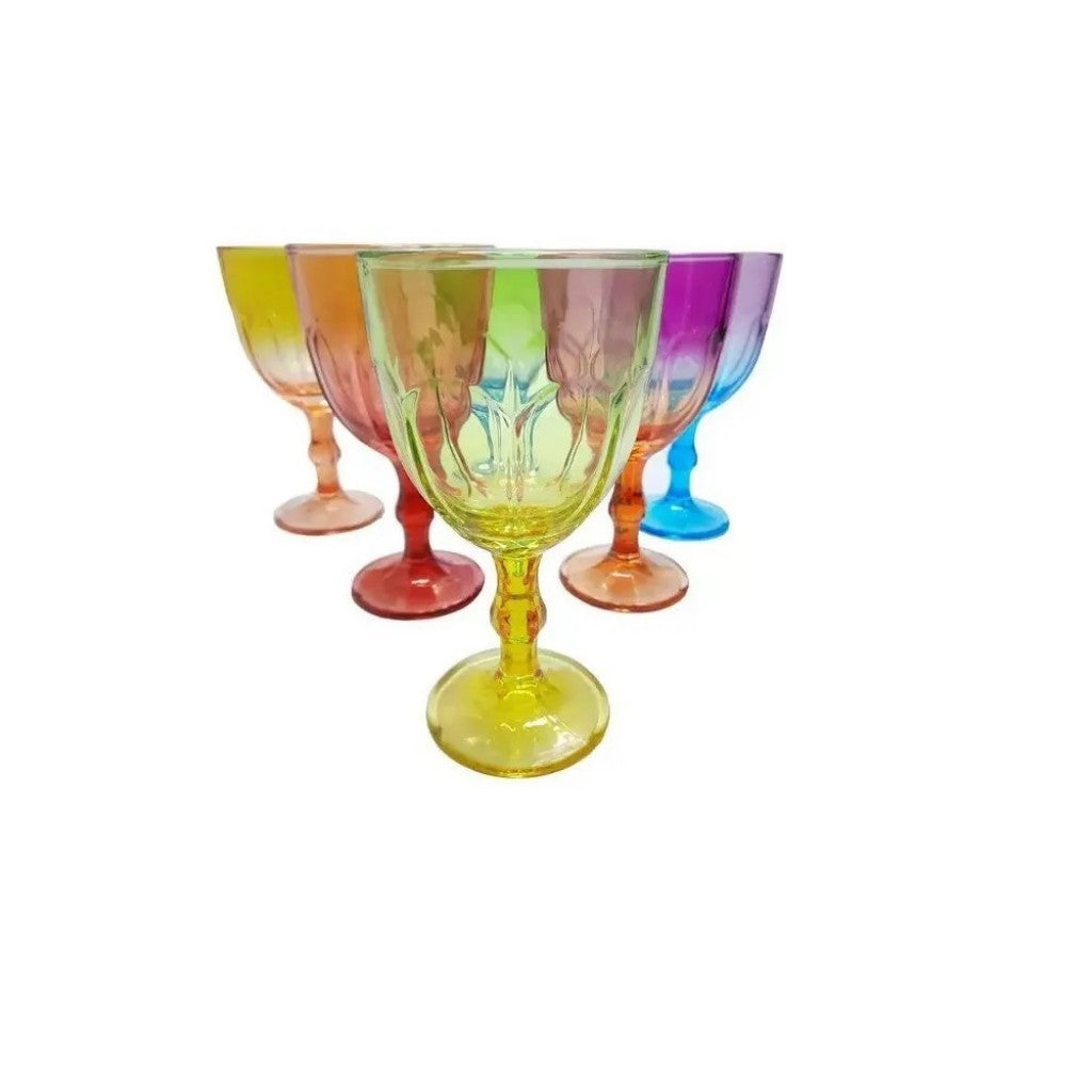 Jogo com Taça de Vidro Colorido para Vinho Marrakesh 270ml