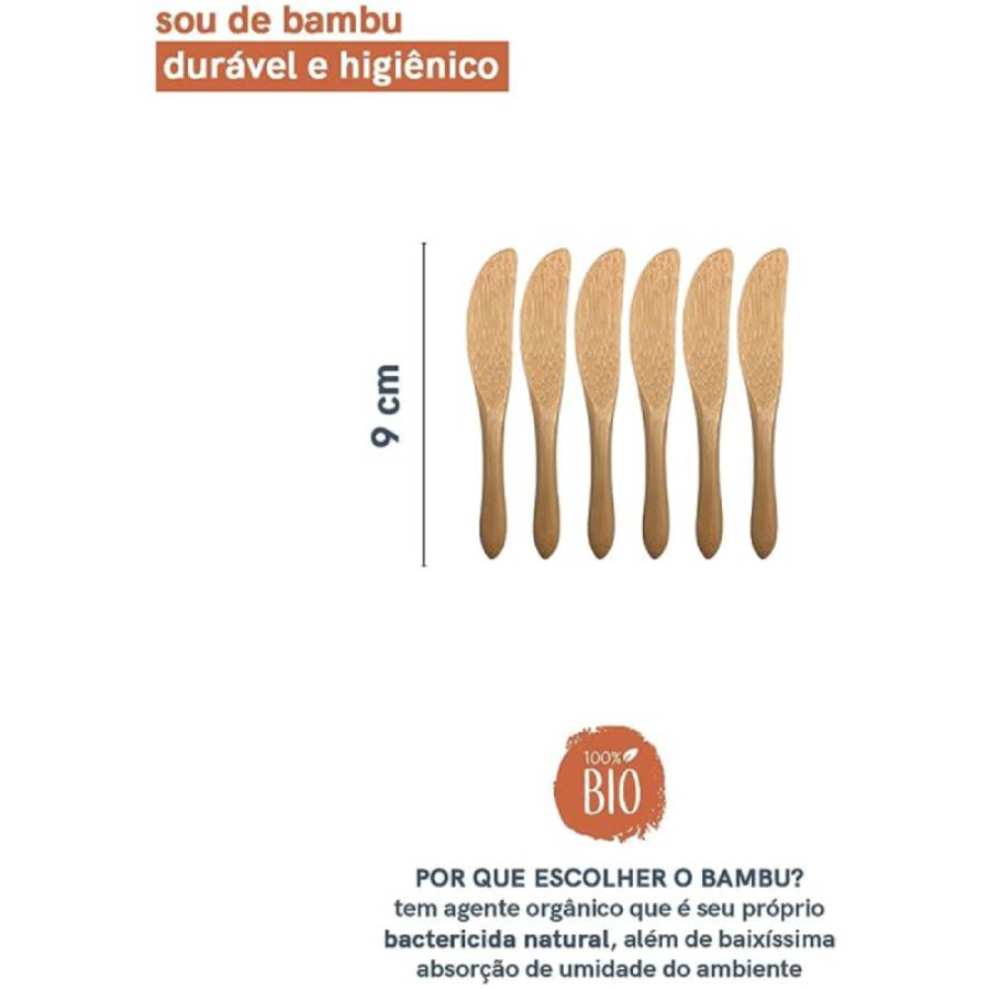 Kit de 6 Mini Facas de Bambu Cores Oikos