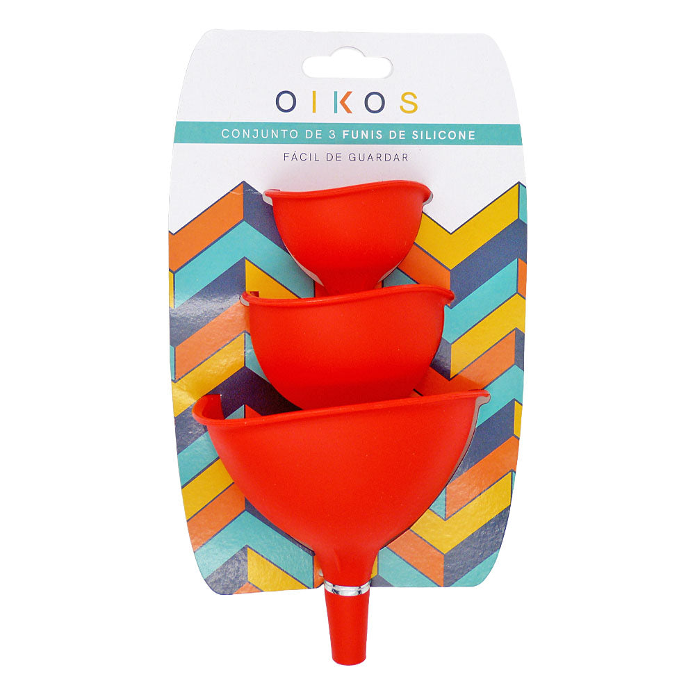Kit 3 Funis de Silicone Vermelho