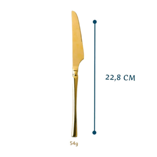 Kit 6 Facas Douradas Aço Inox Gold Classic Dolce Home