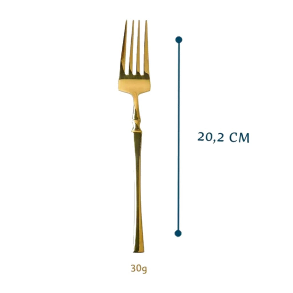 Kit 6 Garfos Dourados Inox Gold Classic Dolce Home