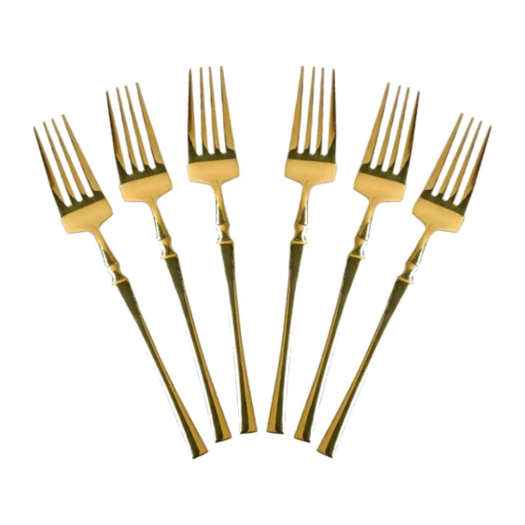 Kit 6 Garfos Dourados Inox Gold Classic Dolce Home