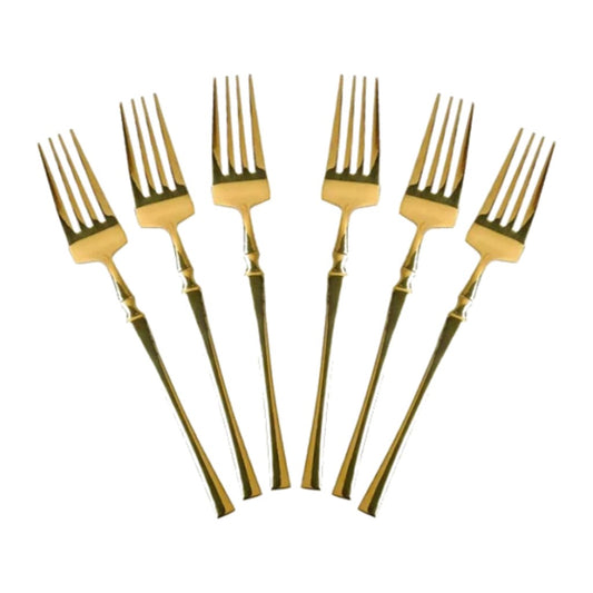 Kit 6 Garfos Dourados Inox Gold Classic Dolce Home