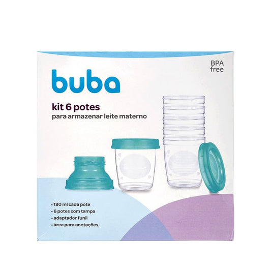 Kit 6 Potes para Armazenar Leite Materno Buba
