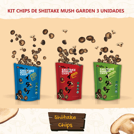 Kit com 3 unidades do Salgadinho Chips de Shitake Mush Garden