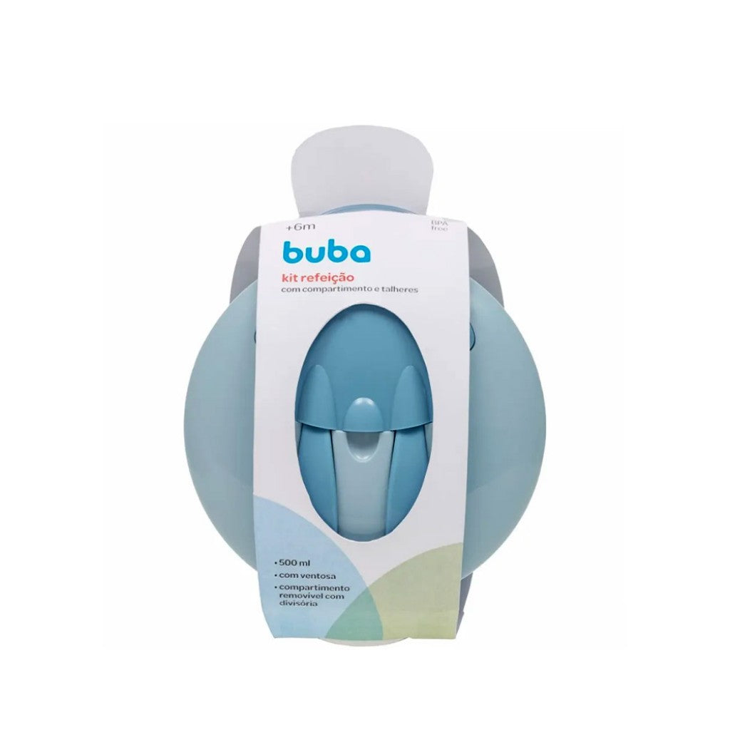 Kit Refeiçãocom Compartimento e Talheres Azul Buba